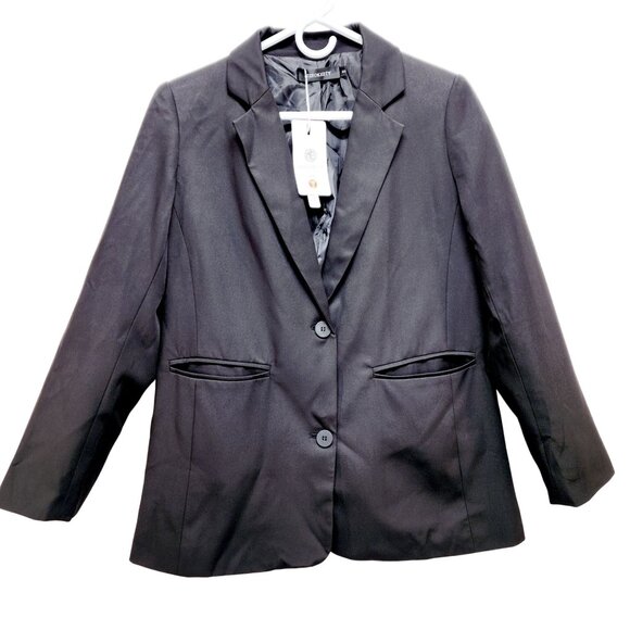 Merokeety Black Tailored Blazer Jacket   Womens Size S 2 Button Closure - Picture 1 of 13